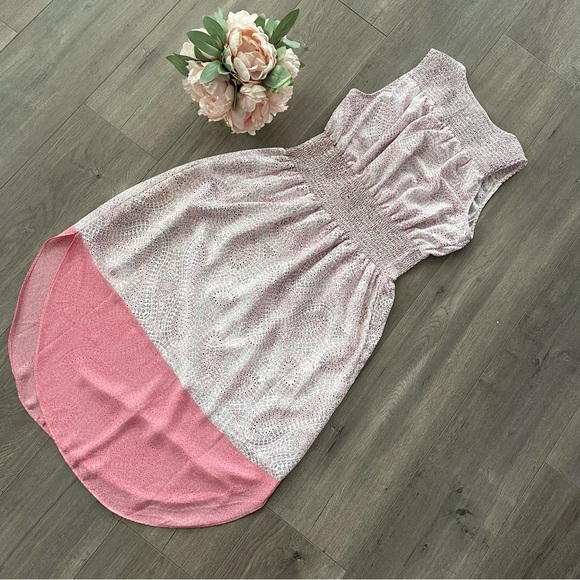 GAP Pink Paisley Color Block Smocked Midi Dress - Picture 4 of 6